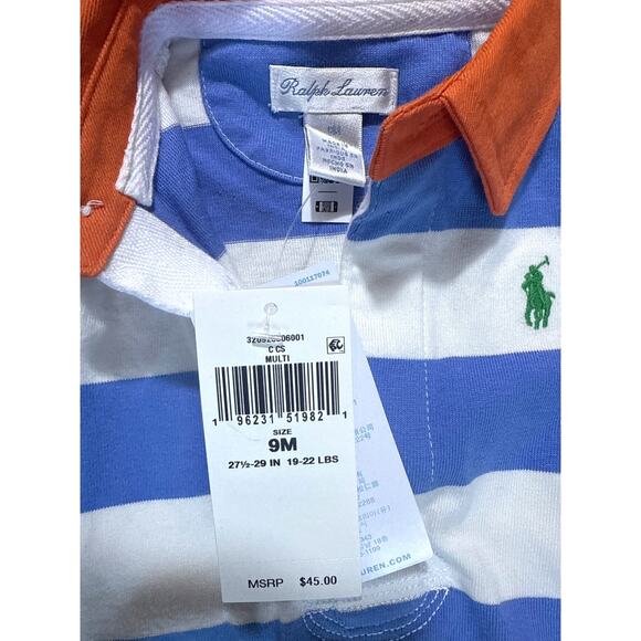 NWT Ralph Lauren Baby Rugby Stripe Polo One Piece Size 9 months - Picture 4 of 4